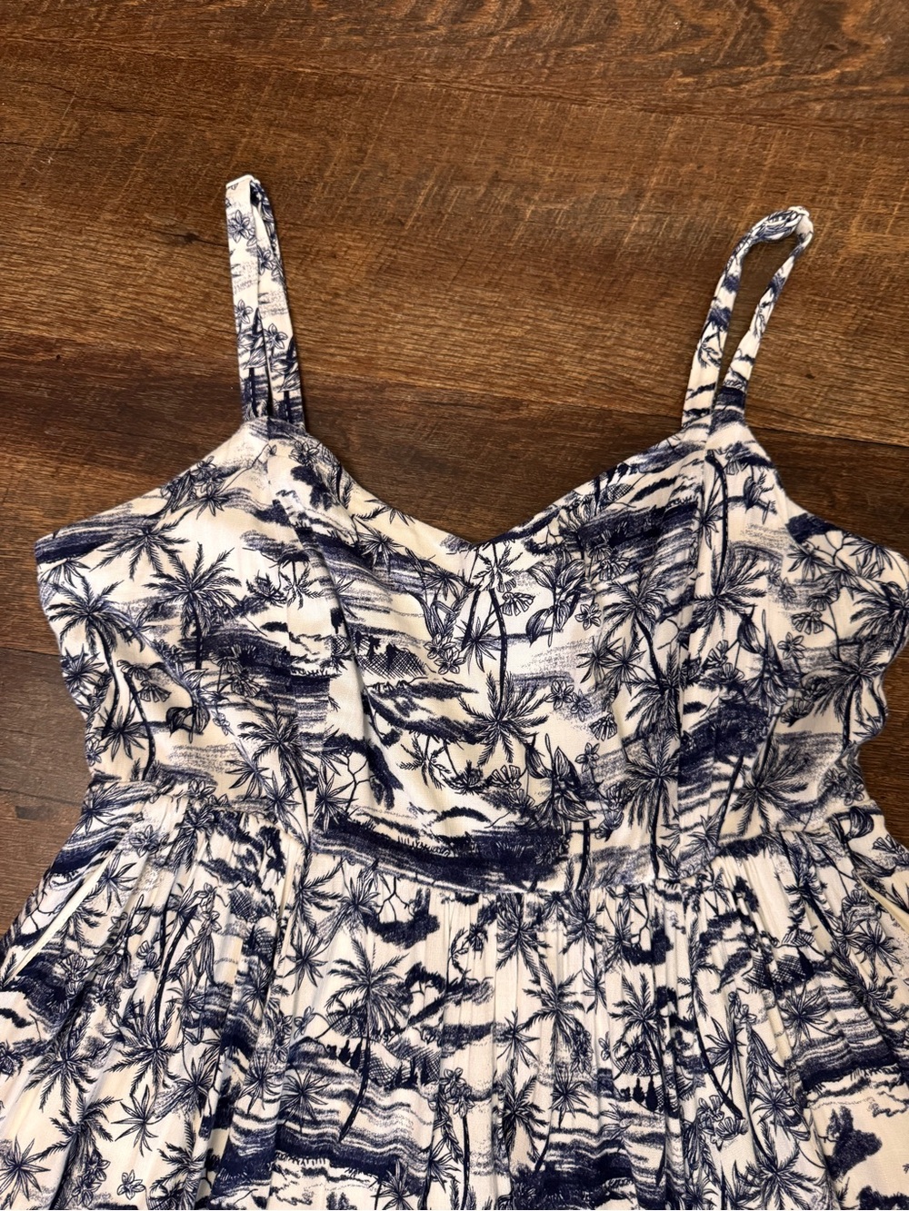 Torrid Tropical Toile Sundress Size 1 14/16 Lined Pockets Adjustable Straps - Picture 3 of 10